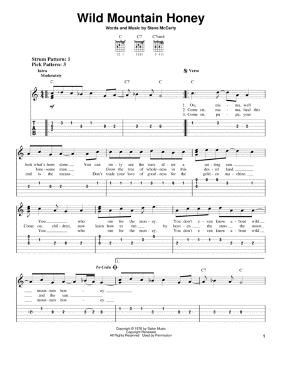 Wild Mountain Honey Acoustic Guitar scores gallery preview page 1