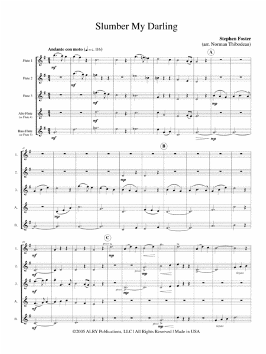 Slumber My Darling for Flute Choir Flute Choir scores gallery preview page 2