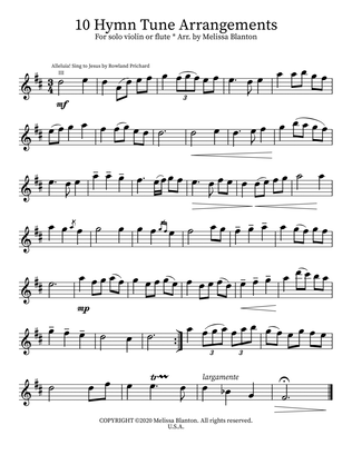 Book cover for 10 Solo Hymn Tune Arrangements for Violin or Flute