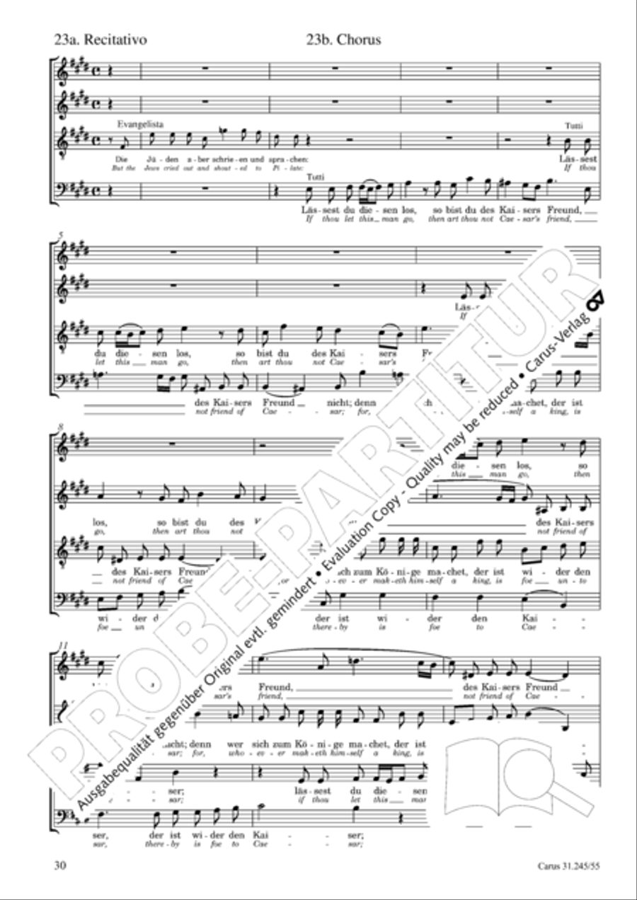St. John Passion (Johannes-Passion) 4-Part scores gallery preview page 31