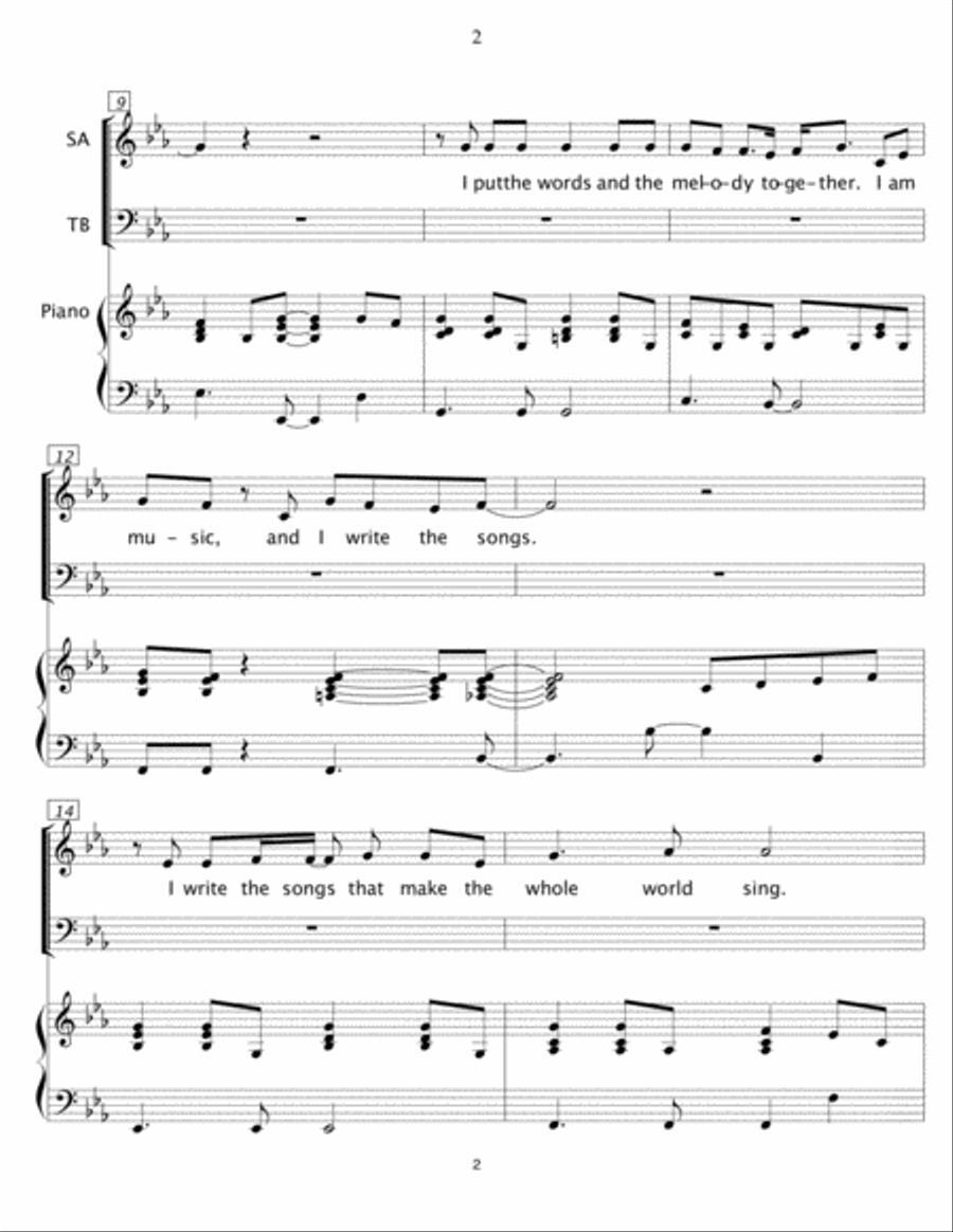 I Write The Songs I Write The Songs 4-Part scores gallery preview page 2