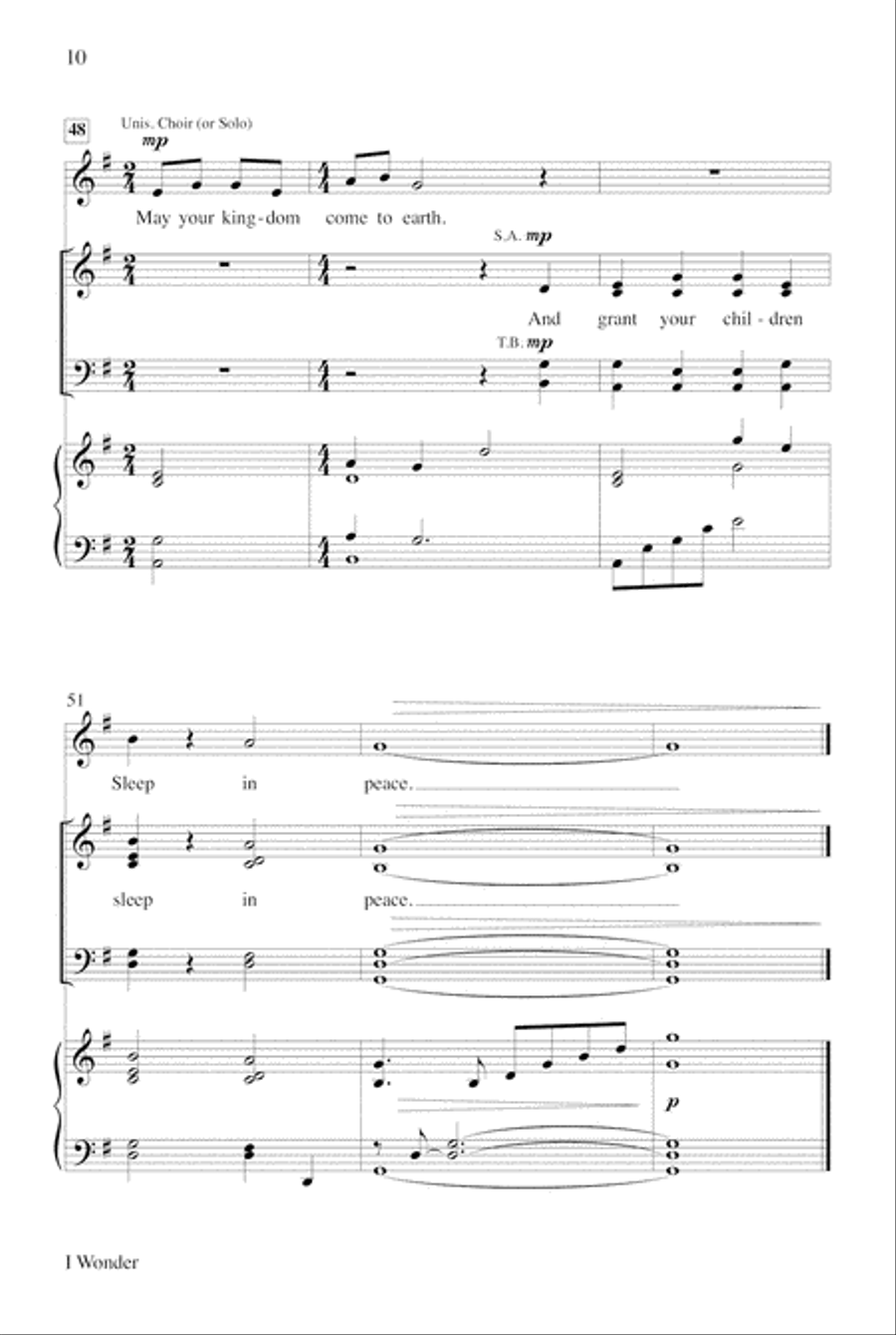 I Wonder Unison Choir scores gallery preview page 10