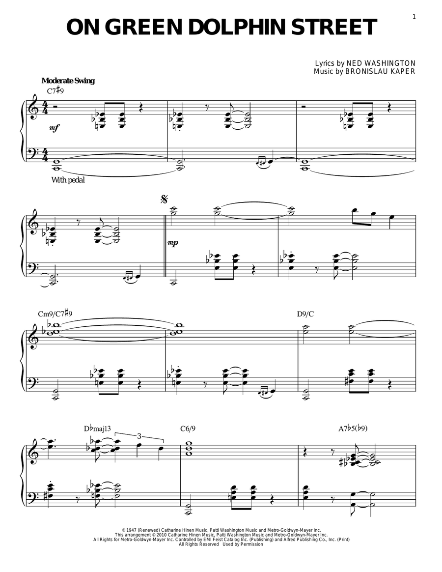 On Green Dolphin Street (arr. Brent Edstrom) Piano Solo scores gallery preview page 1