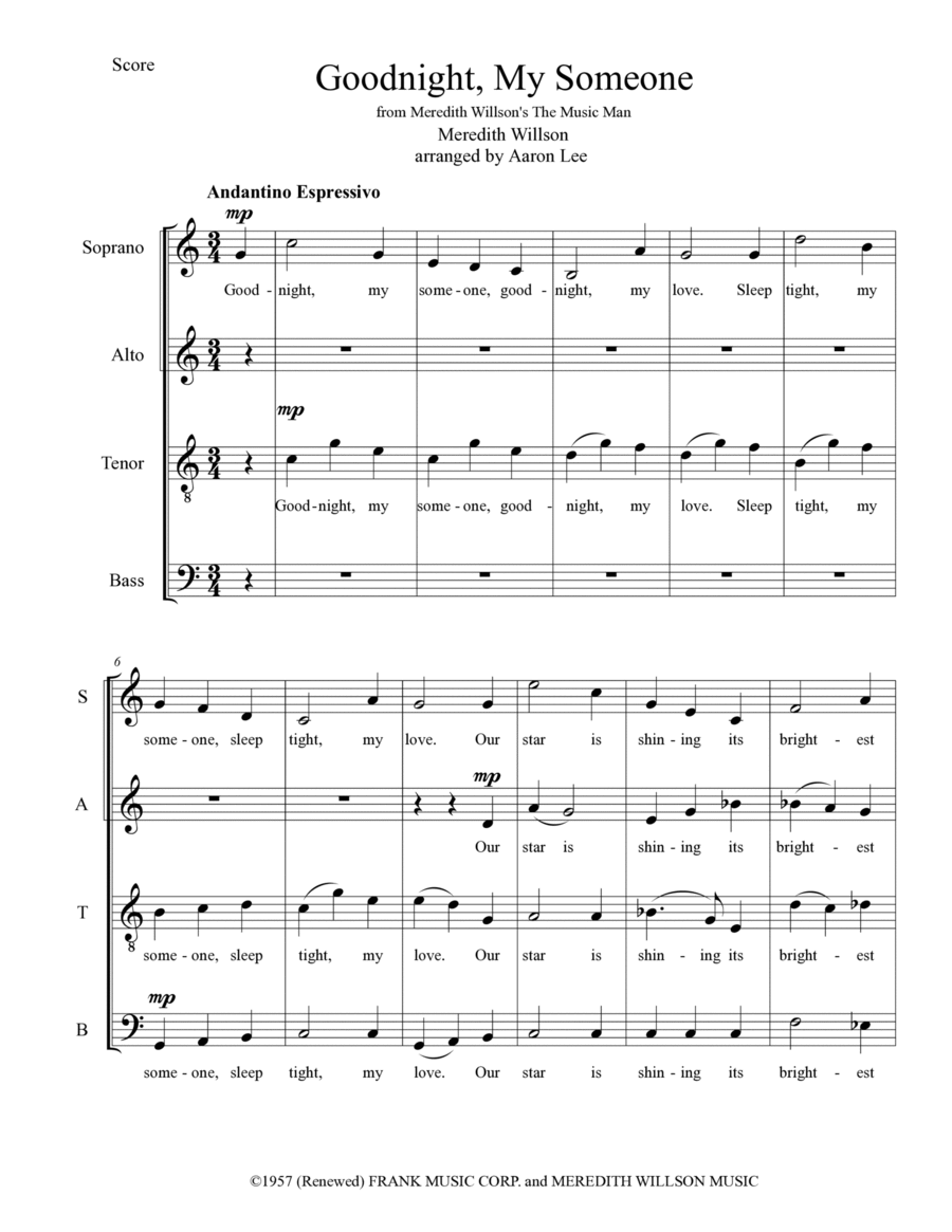 Goodnight, My Someone 4-Part scores gallery preview page 1