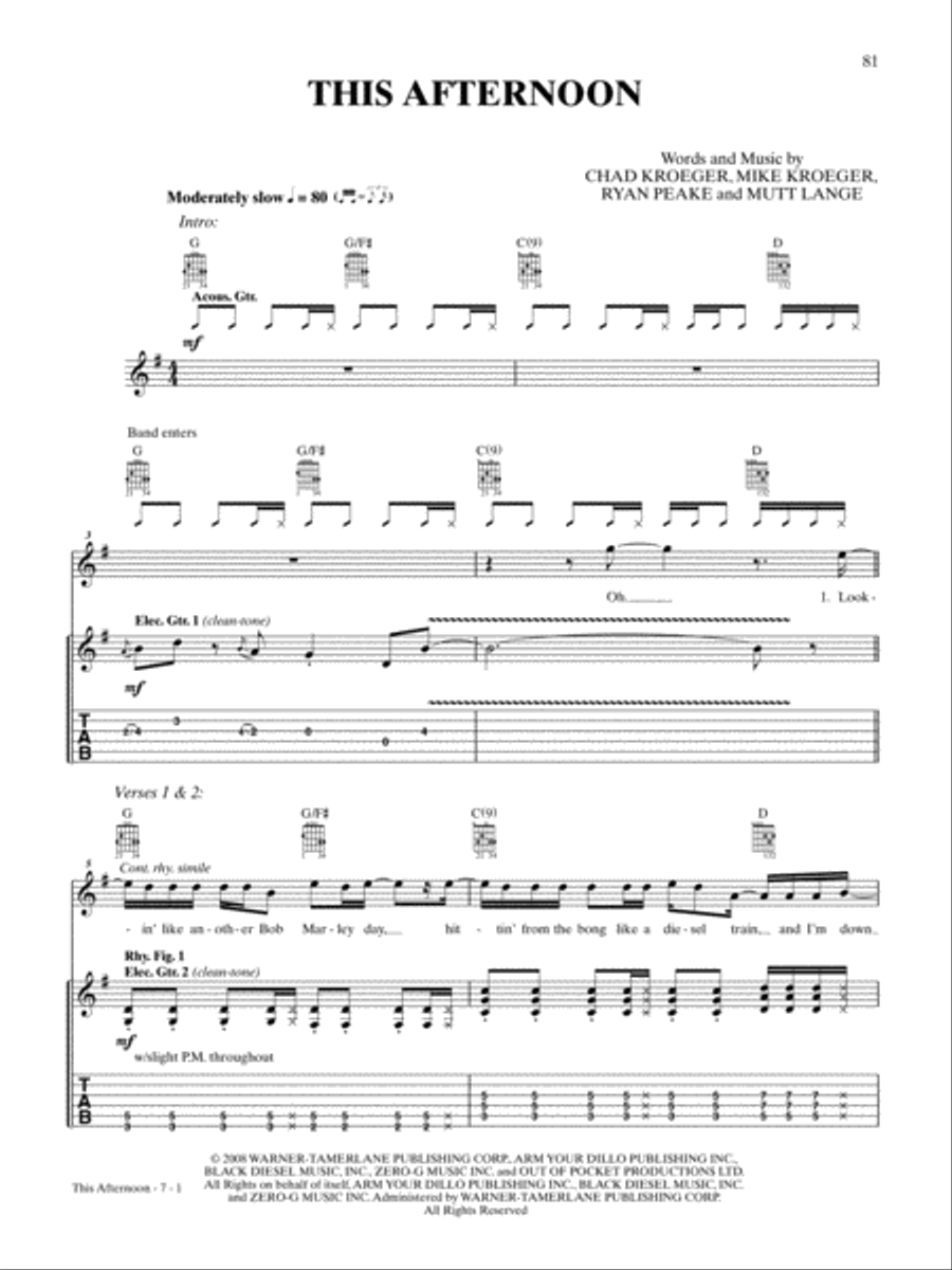 This Afternoon This Afternoon Guitar Tablature scores gallery preview page 1