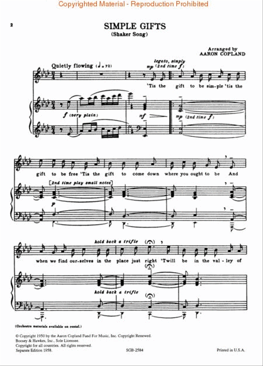 Simple Gifts Simple Gifts Medium Voice scores gallery preview page 2