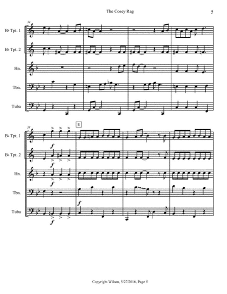 The Cosey Rag The Cosey Rag Brass Quintet scores gallery preview page 6
