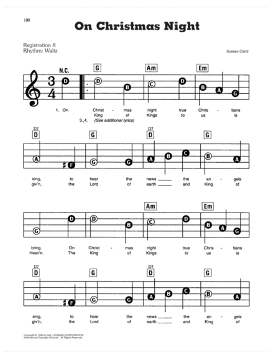 On Christmas Night Electronic Keyboard scores gallery preview page 1