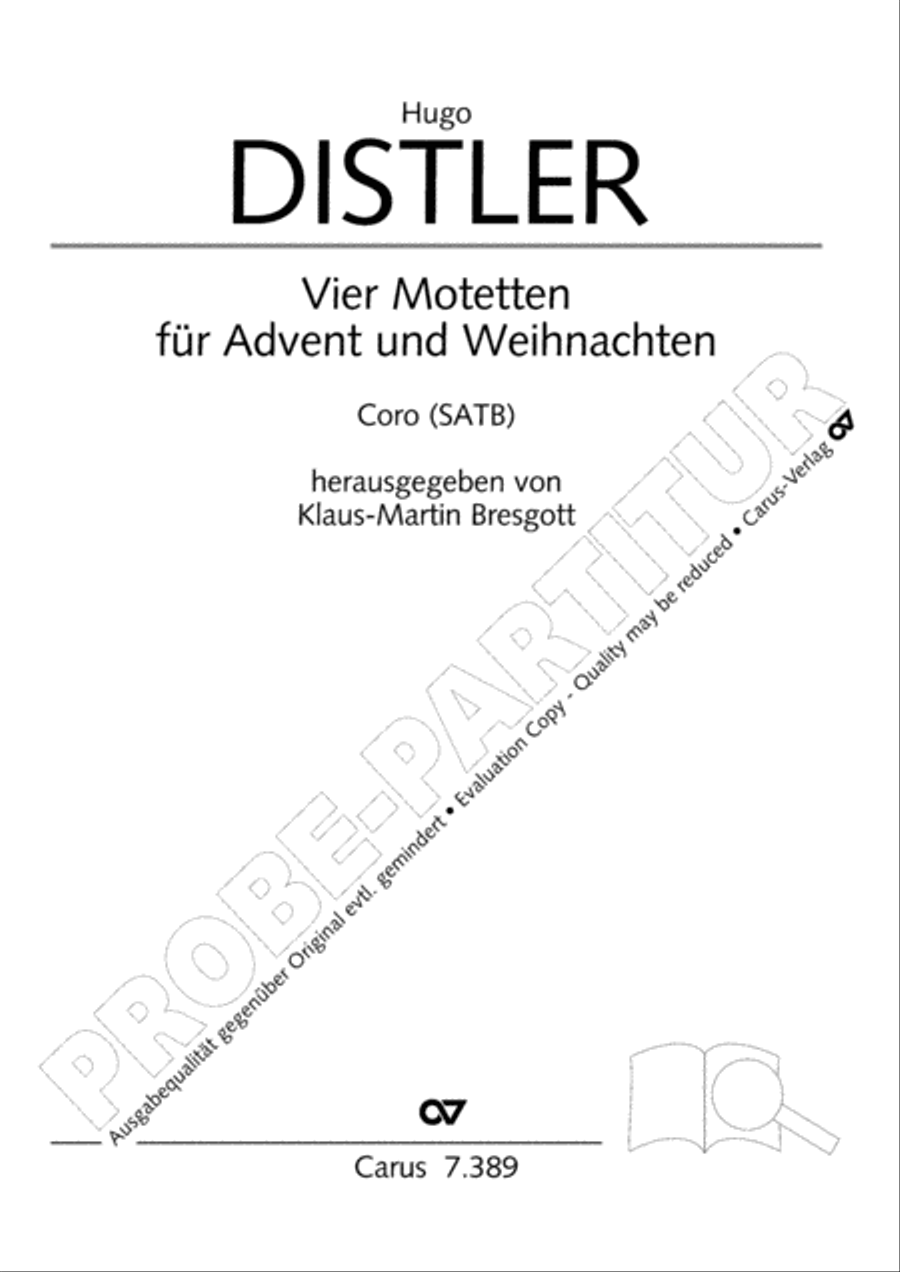 Four Motets for Advent and Christmas (Vier Motetten fur Advent und Weihnachten) 4-Part scores gallery preview page 2