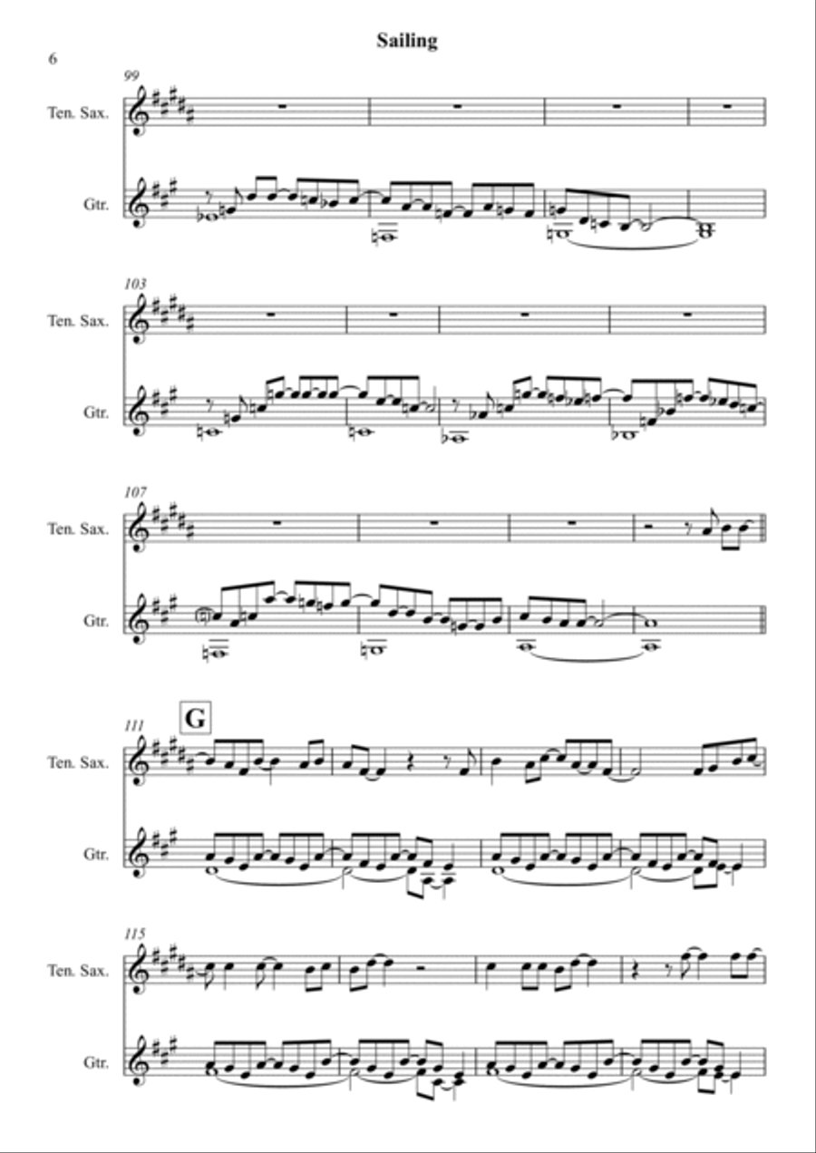 Sailing Tenor Saxophone scores gallery preview page 6