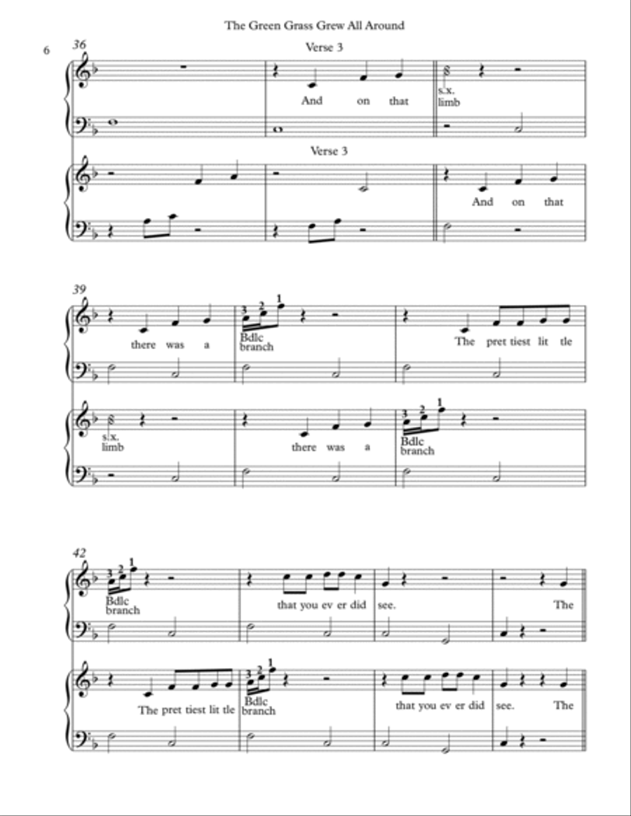 The Green Grass Grows All Around, Harp Duet, Score & Parts Celtic Harp scores gallery preview page 6