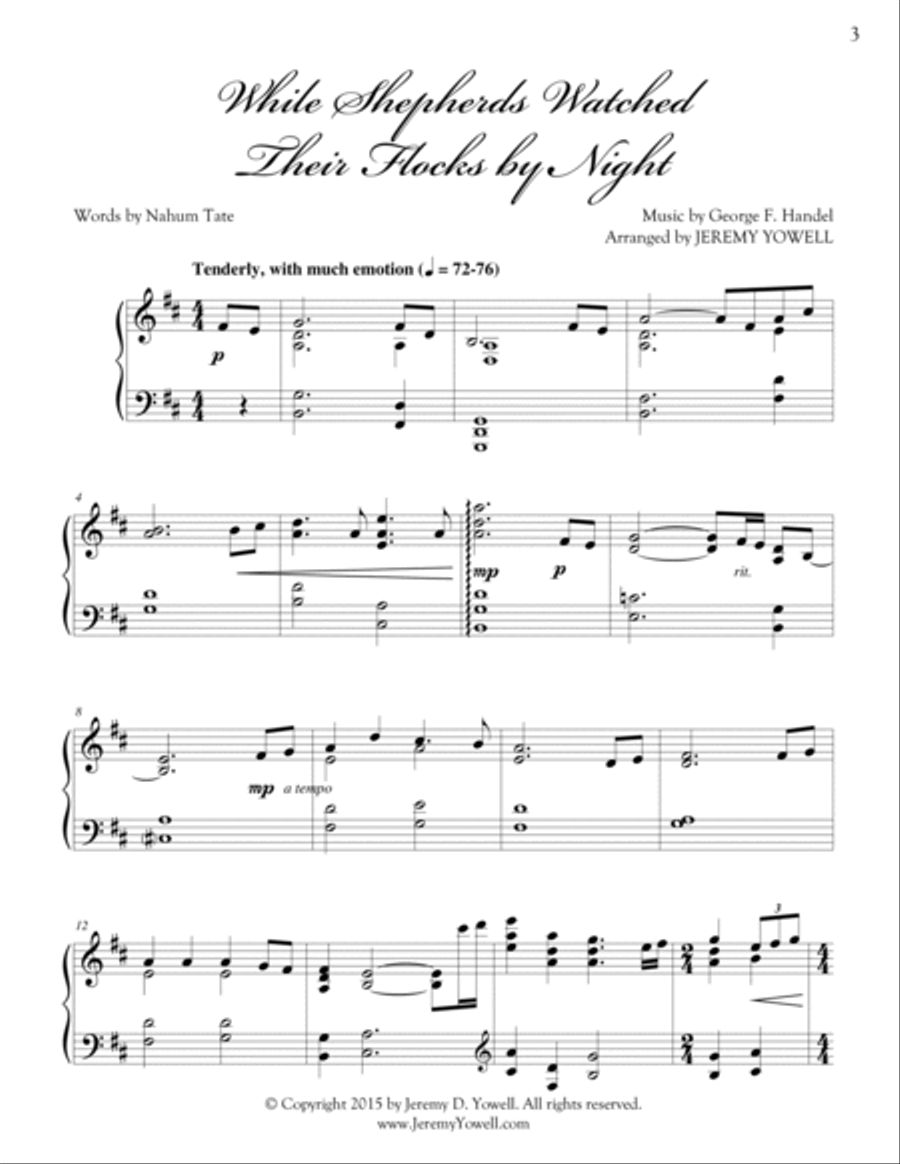 While Shepherds Watched Their Flocks by Night Piano Solo scores gallery preview page 3
