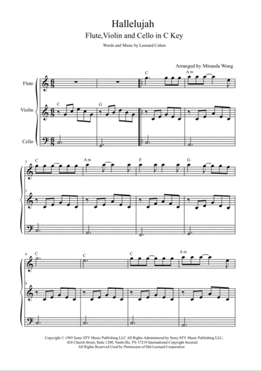 Hallelujah Hallelujah String Trio scores gallery preview page 2