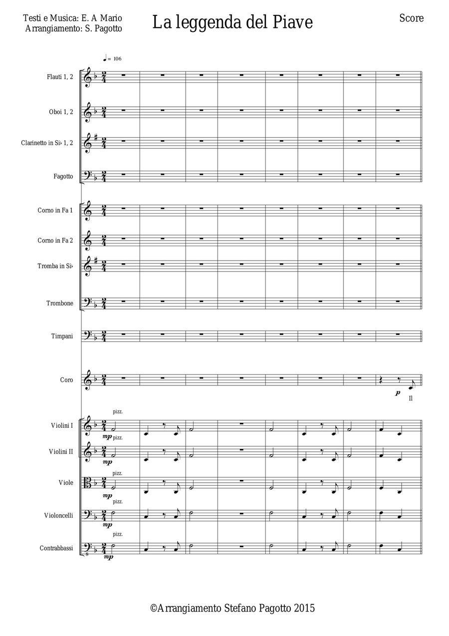 La Leggenda del Piave (Il Piave mormorava) Full Orchestra scores gallery preview page 1