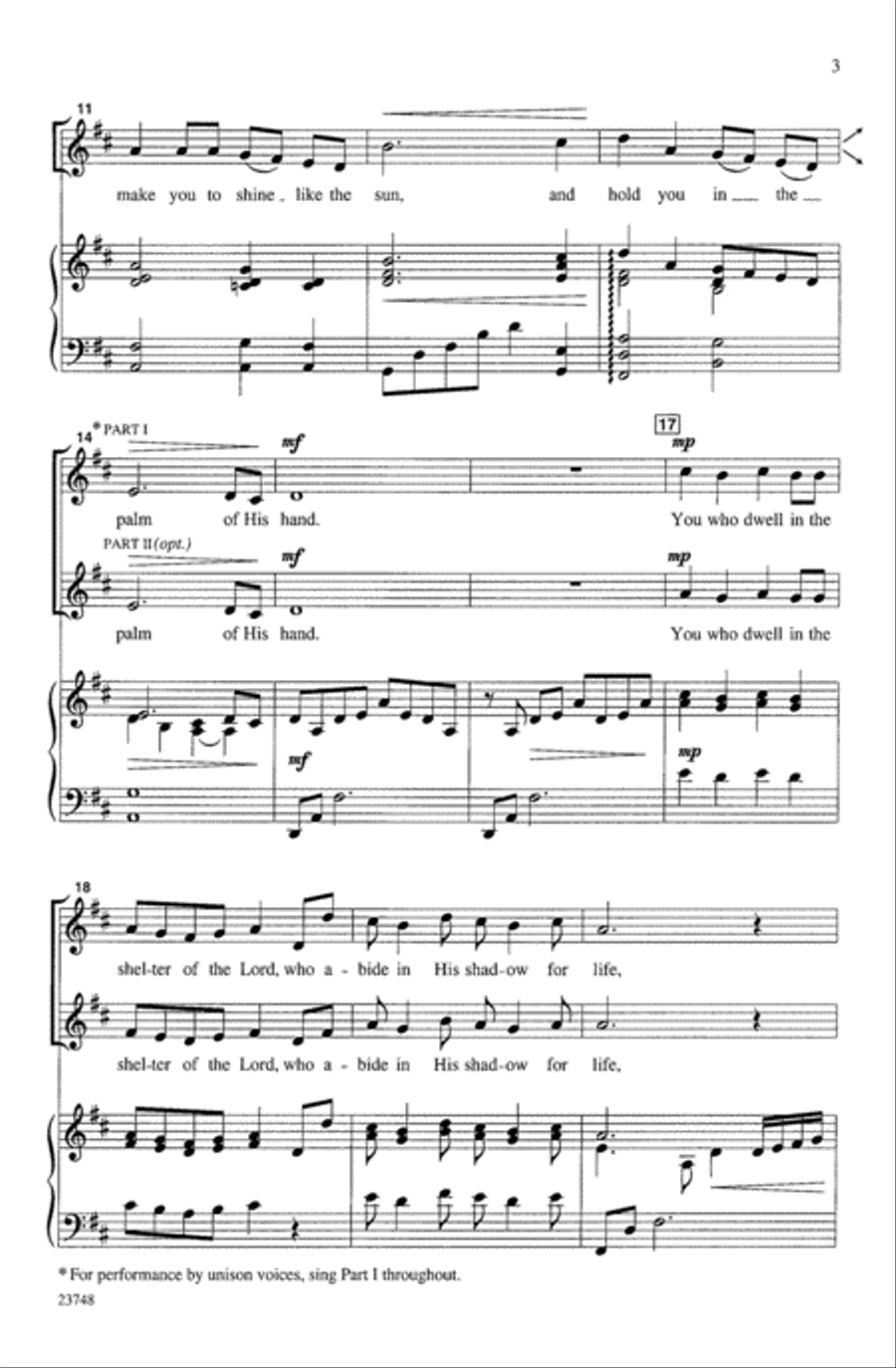 On Eagle's Wings Unison Choir scores gallery preview page 3