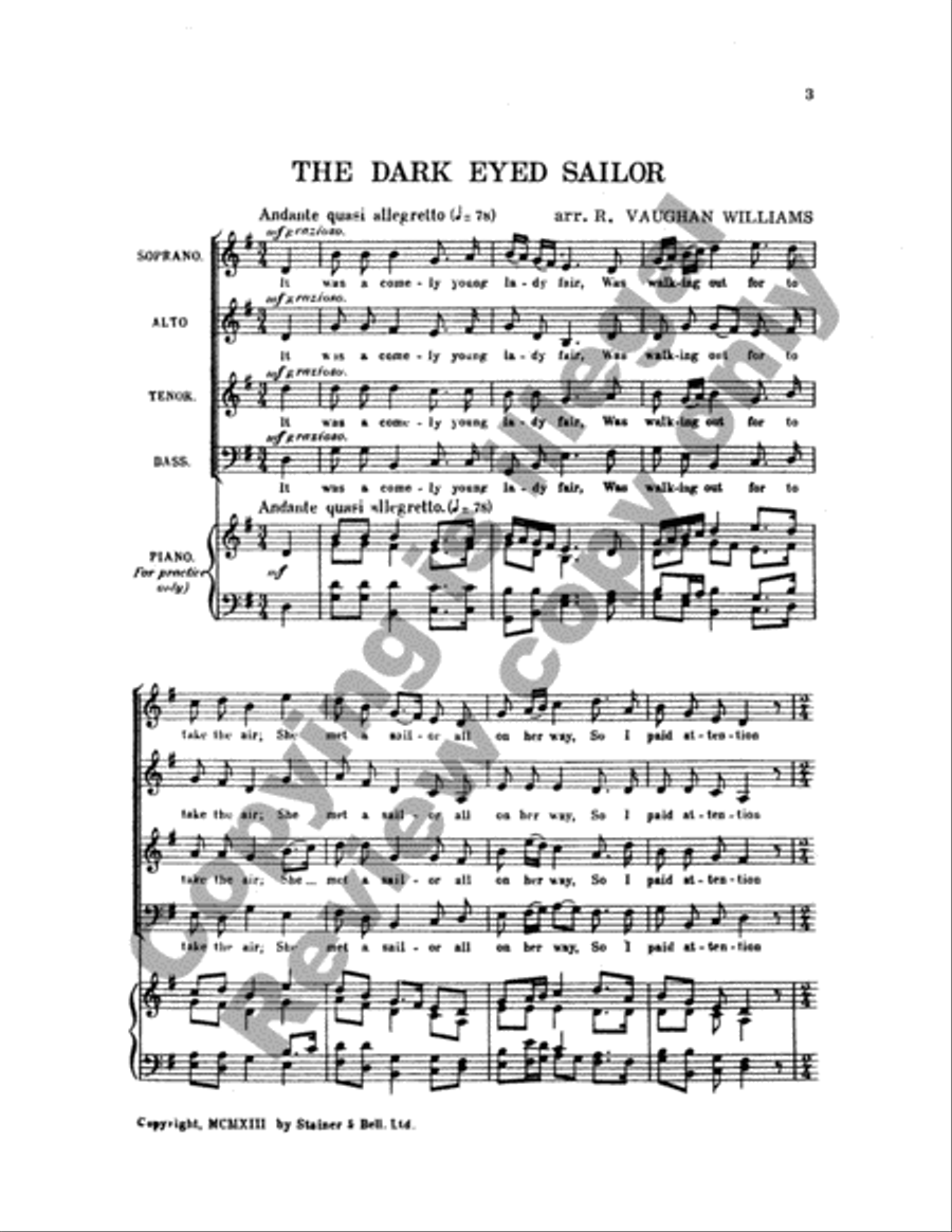Five English Folk-Songs: 1. The Dark Eyed Sailor 4-Part scores gallery preview page 7