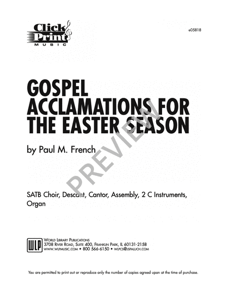 Gospel Acclamations for the Easter Season