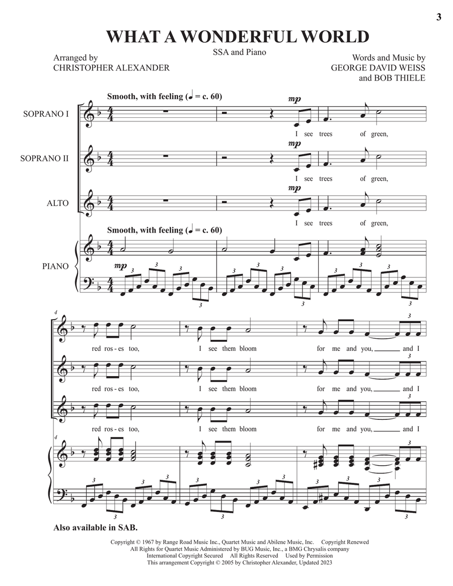 What A Wonderful World SSA scores gallery preview page 3