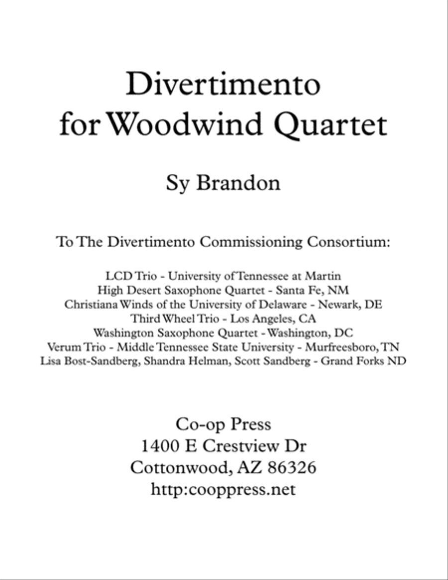 Divertimento for Woodwind Quartet Woodwind Quartet scores gallery preview page 1