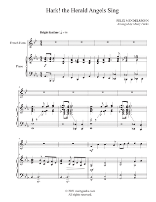 Hark! the Herald Angels Sing (French Horn - Piano)