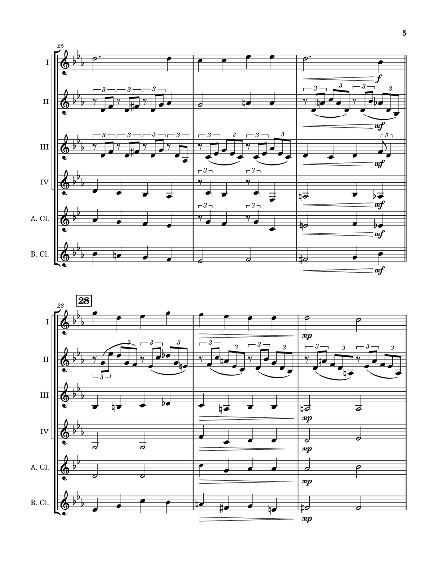 Cantique de Jean Racine Clarinet Quintet scores gallery preview page 6