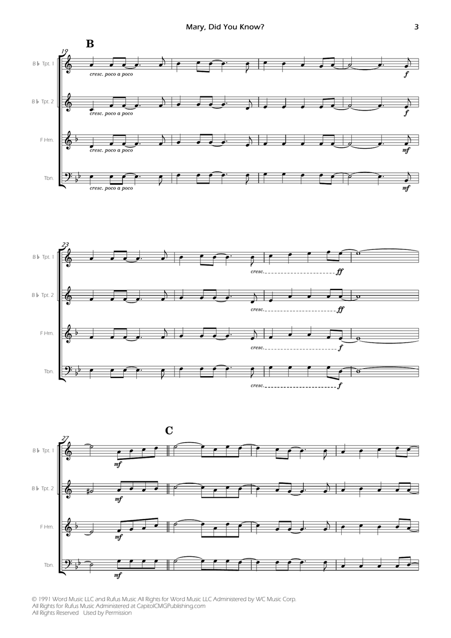 Mary, Did You Know? Mary, Did You Know? Brass Quartet scores gallery preview page 5
