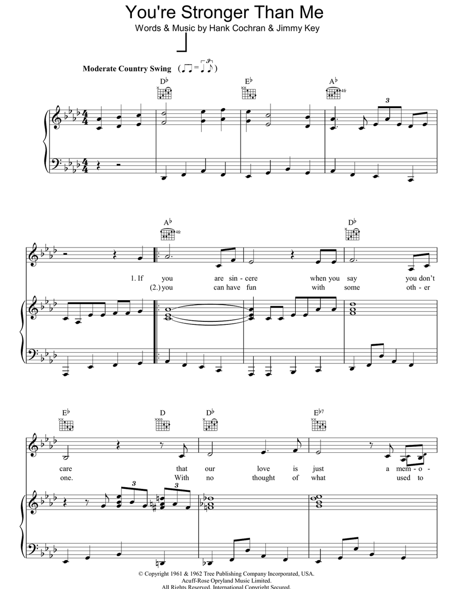You're Stronger Than Me Piano, Vocal, Guitar scores gallery preview page 1
