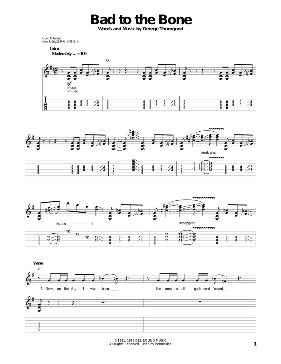 Bad To The Bone Acoustic Guitar scores gallery preview page 1