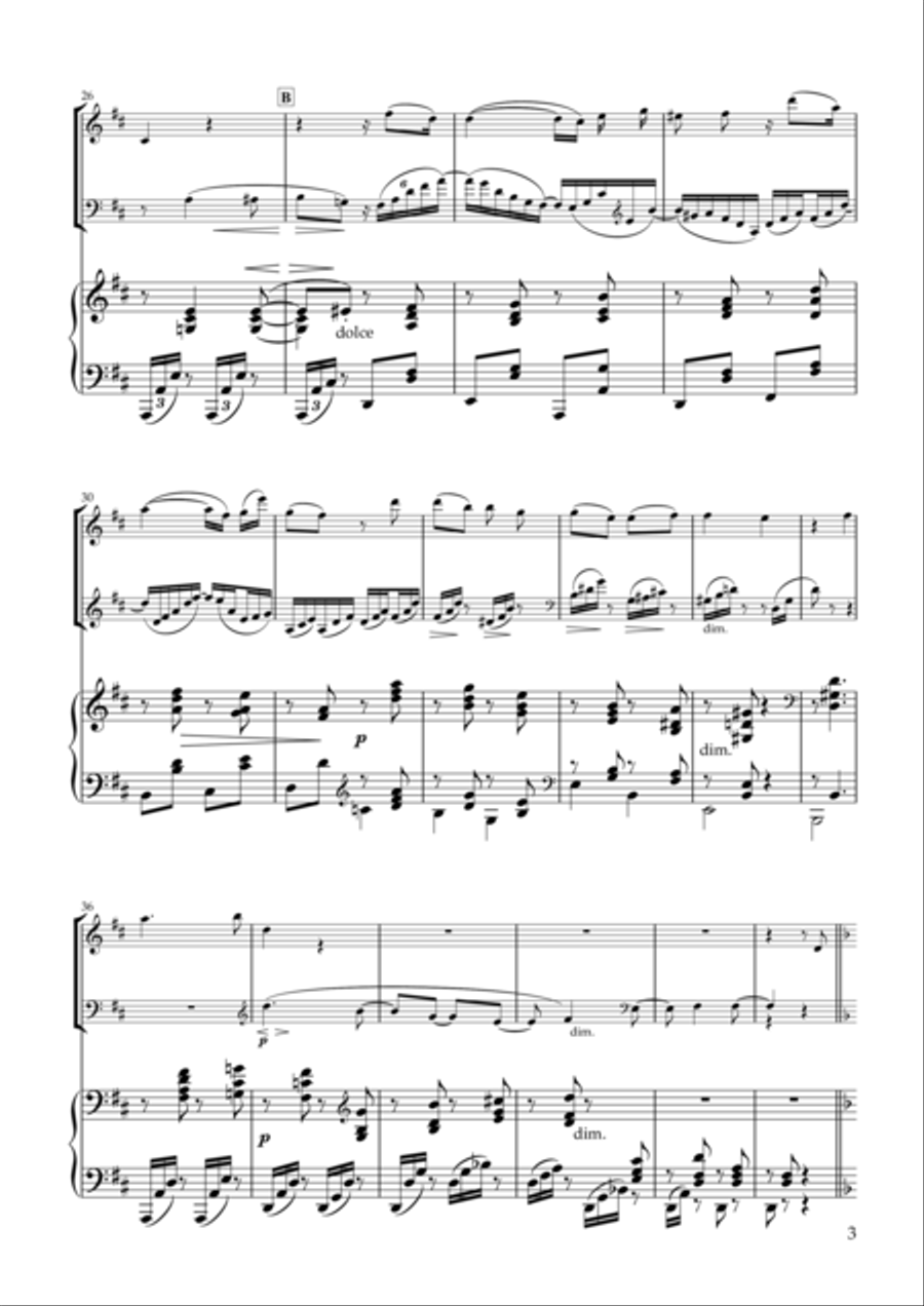 'Gestillte Sehnsucht' Zwei Gesänge, Op.91-1 for Violin, Violoncello & Piano Piano Trio scores gallery preview page 3