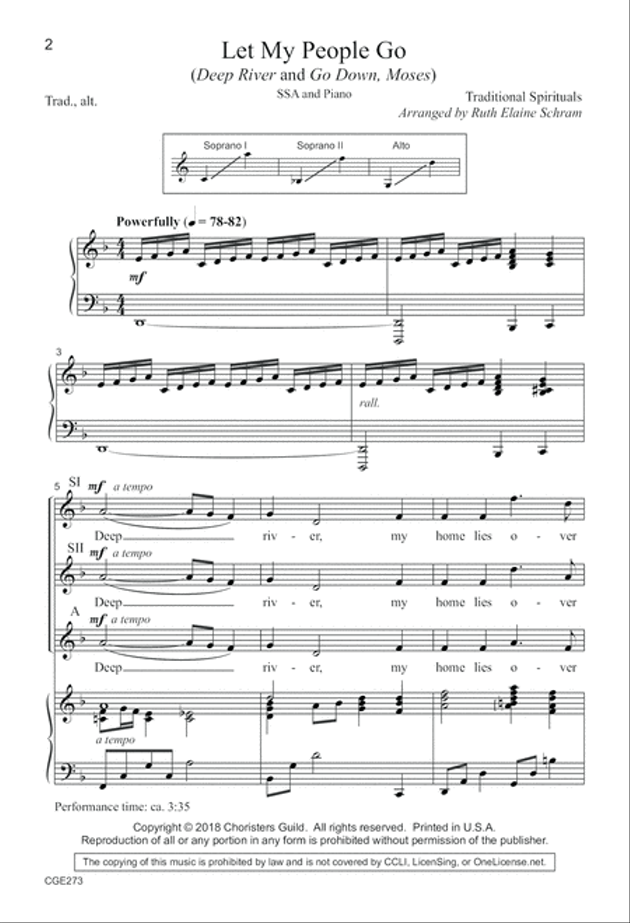 Let My People Go - SSA SSA scores gallery preview page 2