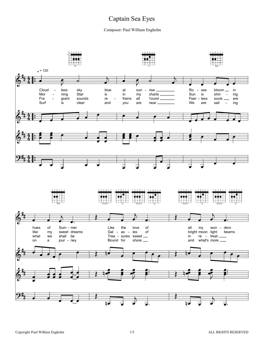 Captain Sea Eyes Piano scores gallery preview page 1