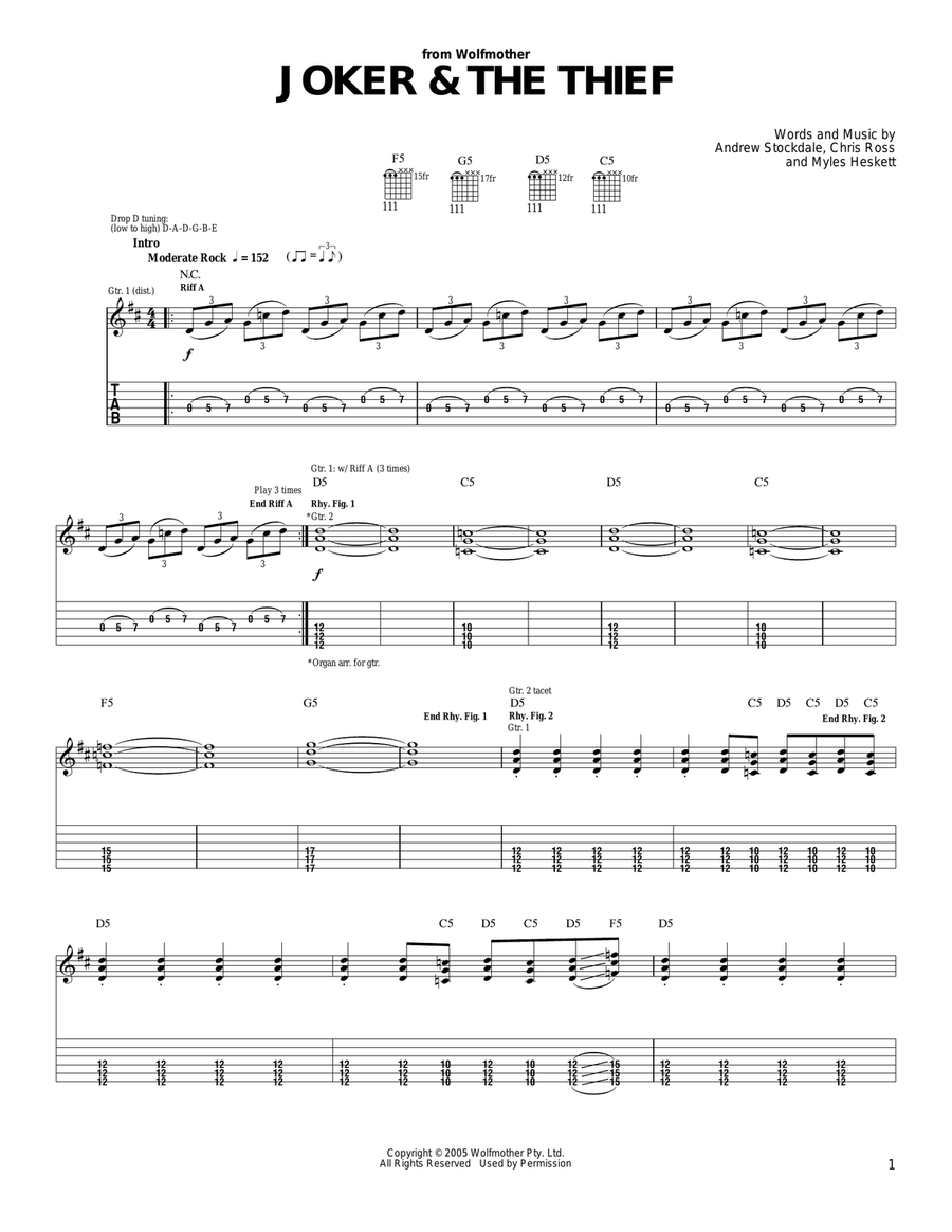 Joker & The Thief Acoustic Guitar scores gallery preview page 1