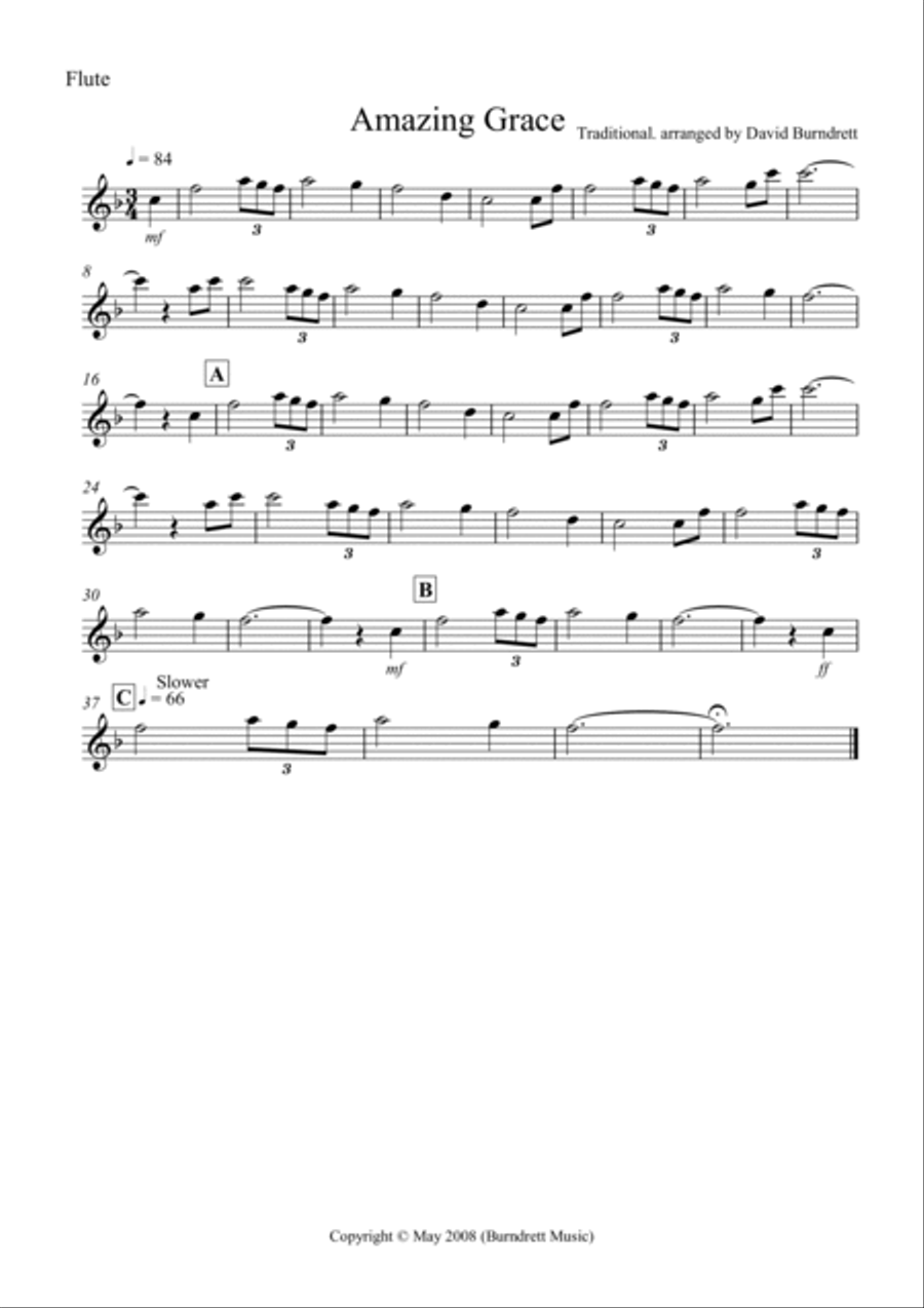 Amazing Grace for Wind Quintet Woodwind Quartet scores gallery preview page 3