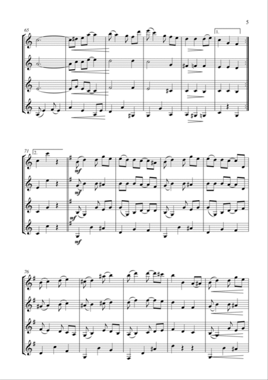 Pleasant Moments - Ragtime Waltz Woodwind Quartet scores gallery preview page 5