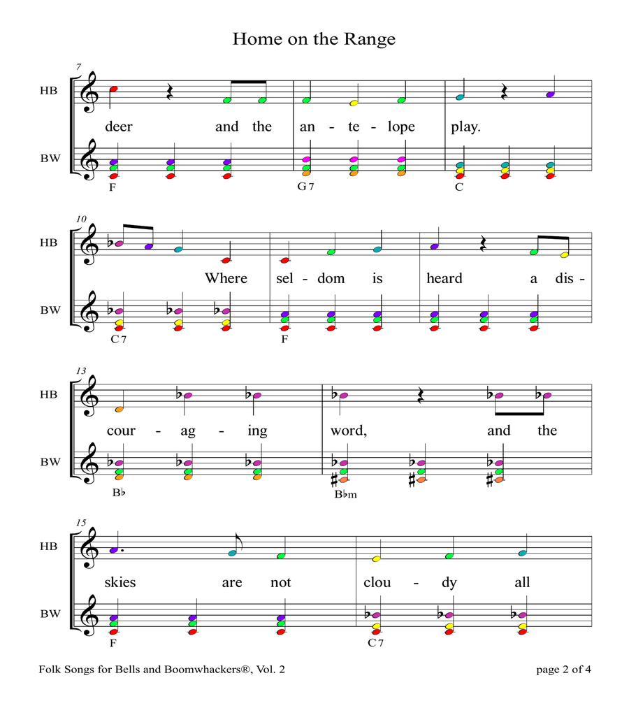 Colored bells sheet music shop