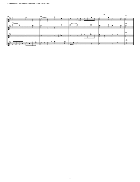 Fugue 13 from Well-Tempered Clavier, Book 2 (Flute Quartet) image number null