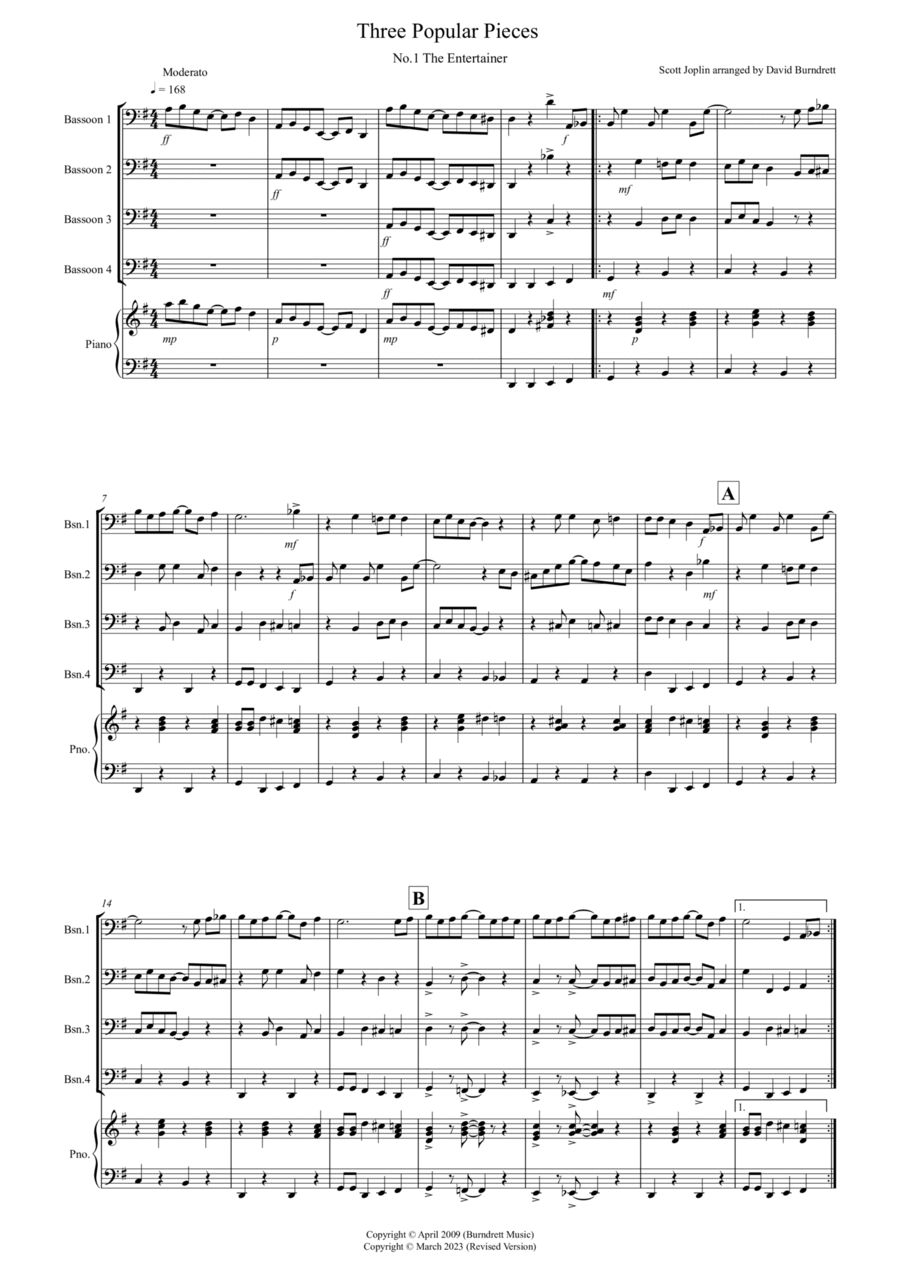 3 Popular Pieces for Bassoon Quartet 3 Popular Pieces for Bassoon Quartet Woodwind Quartet scores gallery preview page 1