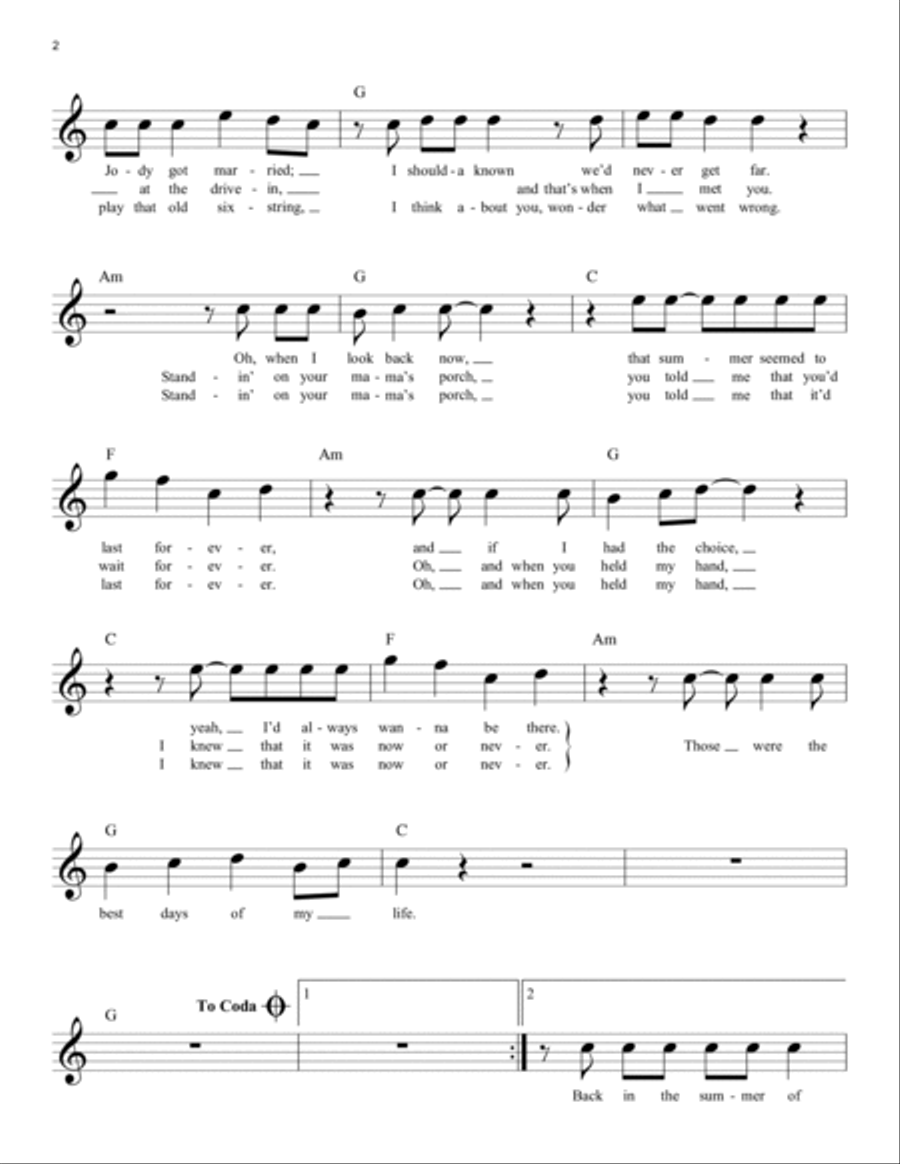 Summer Of '69 Piano scores gallery preview page 2