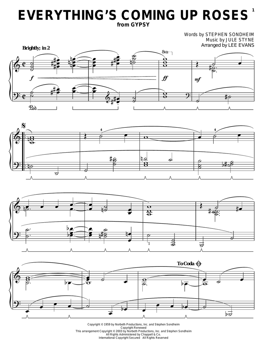 Everything's Coming Up Roses Piano Solo scores gallery preview page 1