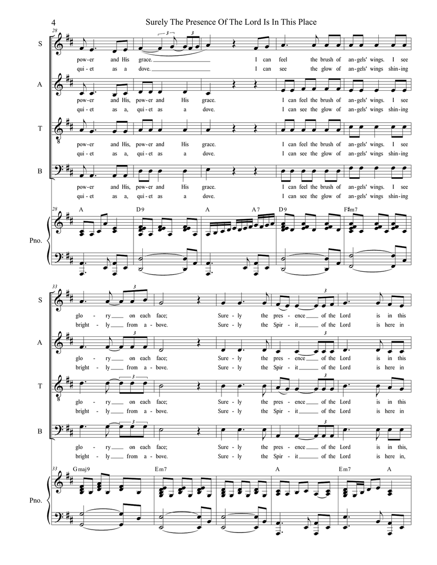 Surely The Presence Of The Lord Is In This Place 4-Part scores gallery preview page 4