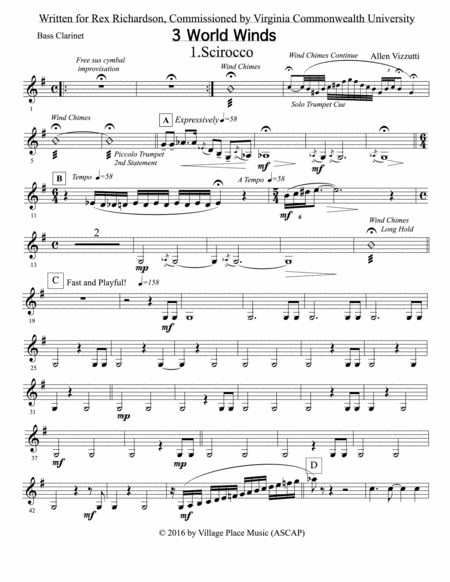 Three World Winds: B-flat Bass Clarinet