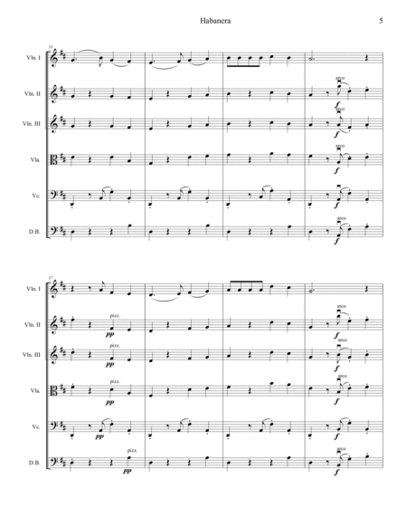 Habanera, from the opera Carmen. String orchestra, easy. Score & parts. image number null