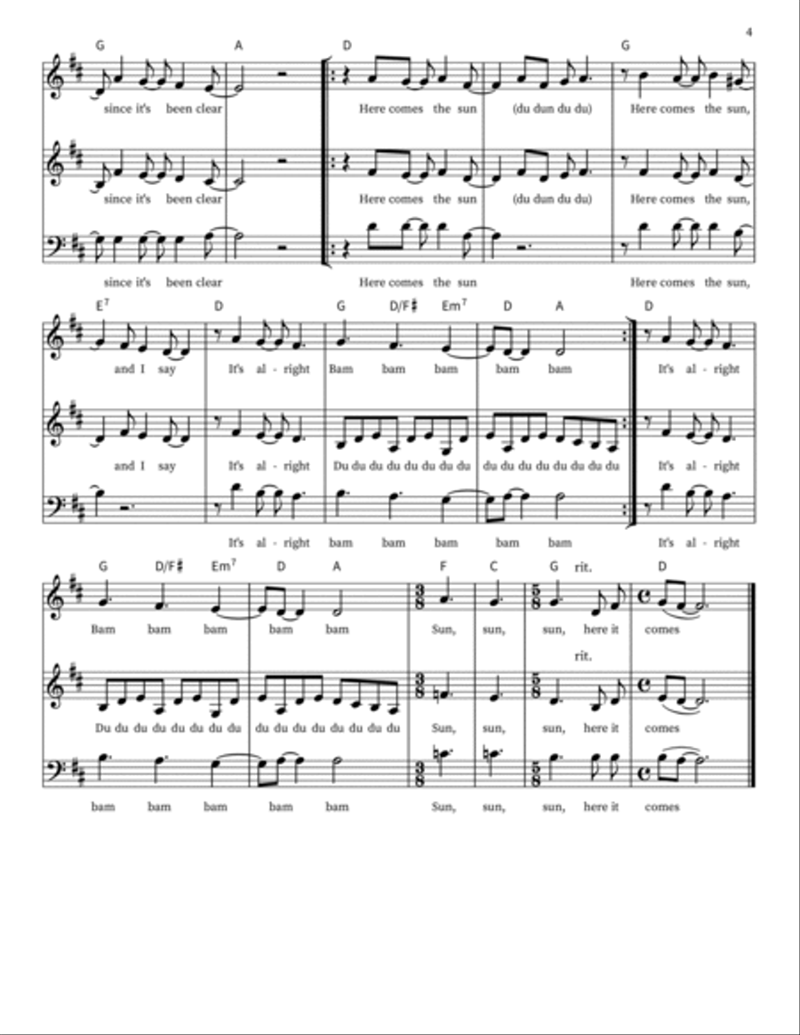 Here Comes The Sun 3-Part scores gallery preview page 4