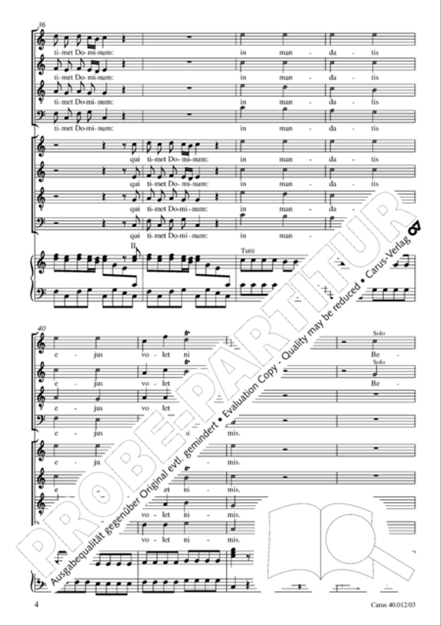 Beatus vir (How blest is he) Psalm 111 4-Part scores gallery preview page 5
