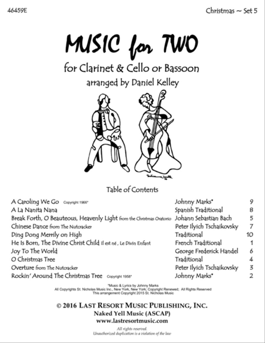 Christmas Duets for Clarinet & Cello or Clarinet & Bassoon- Set 5 - Music for Two Bassoon scores gallery preview page 3