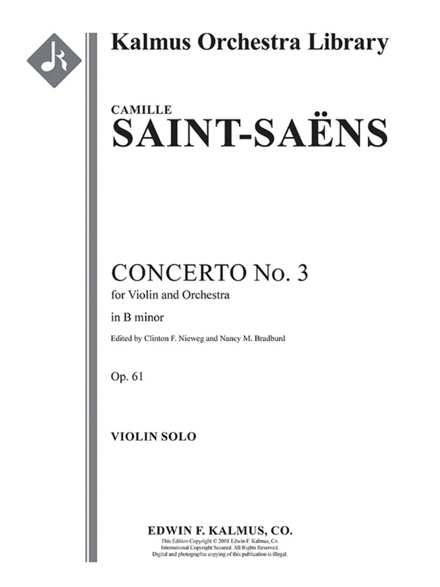 Book cover for Concerto for Violin No. 3 in B minor, Op. 61