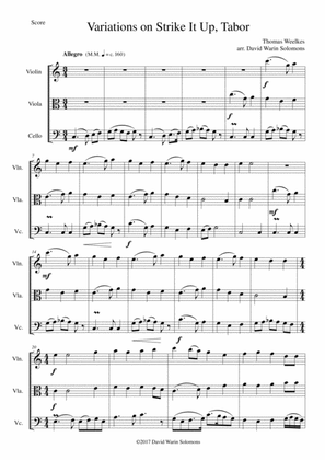 Variations on Strike it up Tabor for string trio (violin, viola cello)