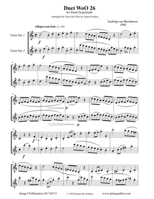 Beethoven: Duet WoO 26 for Tenor Sax Duo