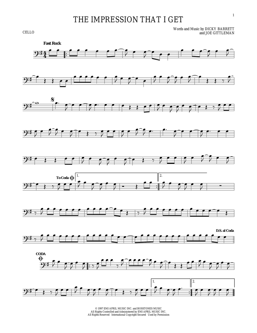 The Impression That I Get Cello Solo scores gallery preview page 1