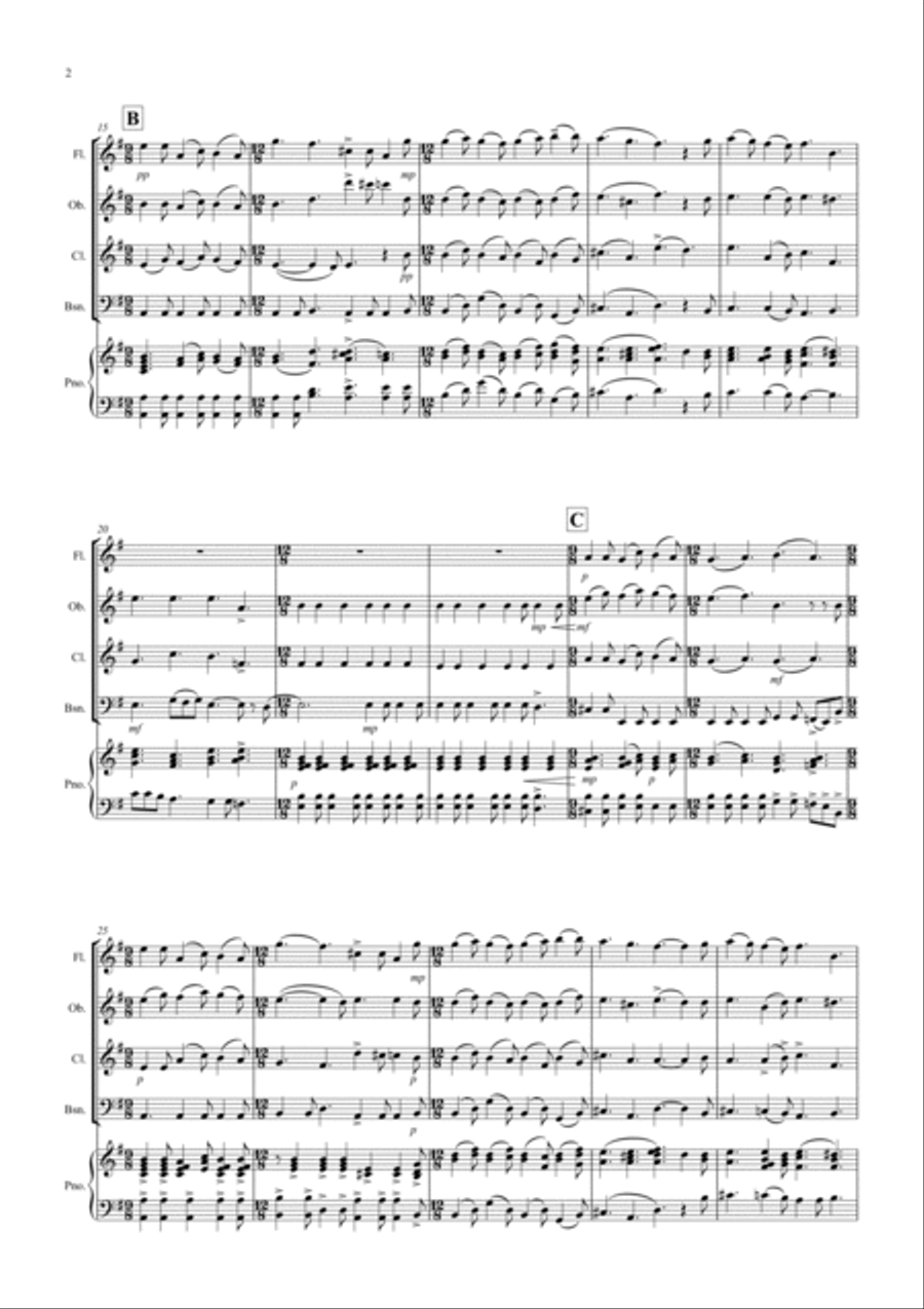 The Angel Gabriel for Wind Quartet Woodwind Quartet scores gallery preview page 2